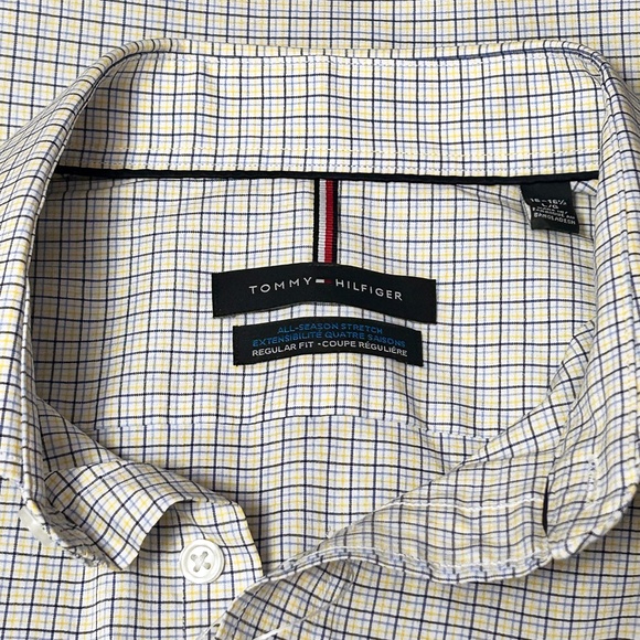 Tommy Hilfiger Shirt Button Up Short Sleeve Cotton Blend Window Pane Versatile - Picture 11 of 14